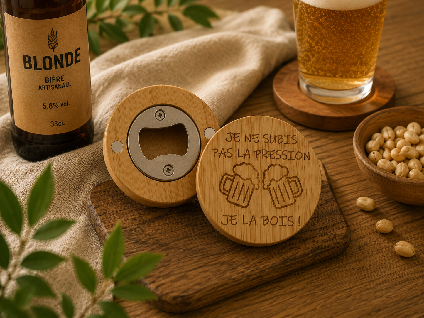 Décapsuleur aimanté "Je ne subis pas la pression je la bois !"