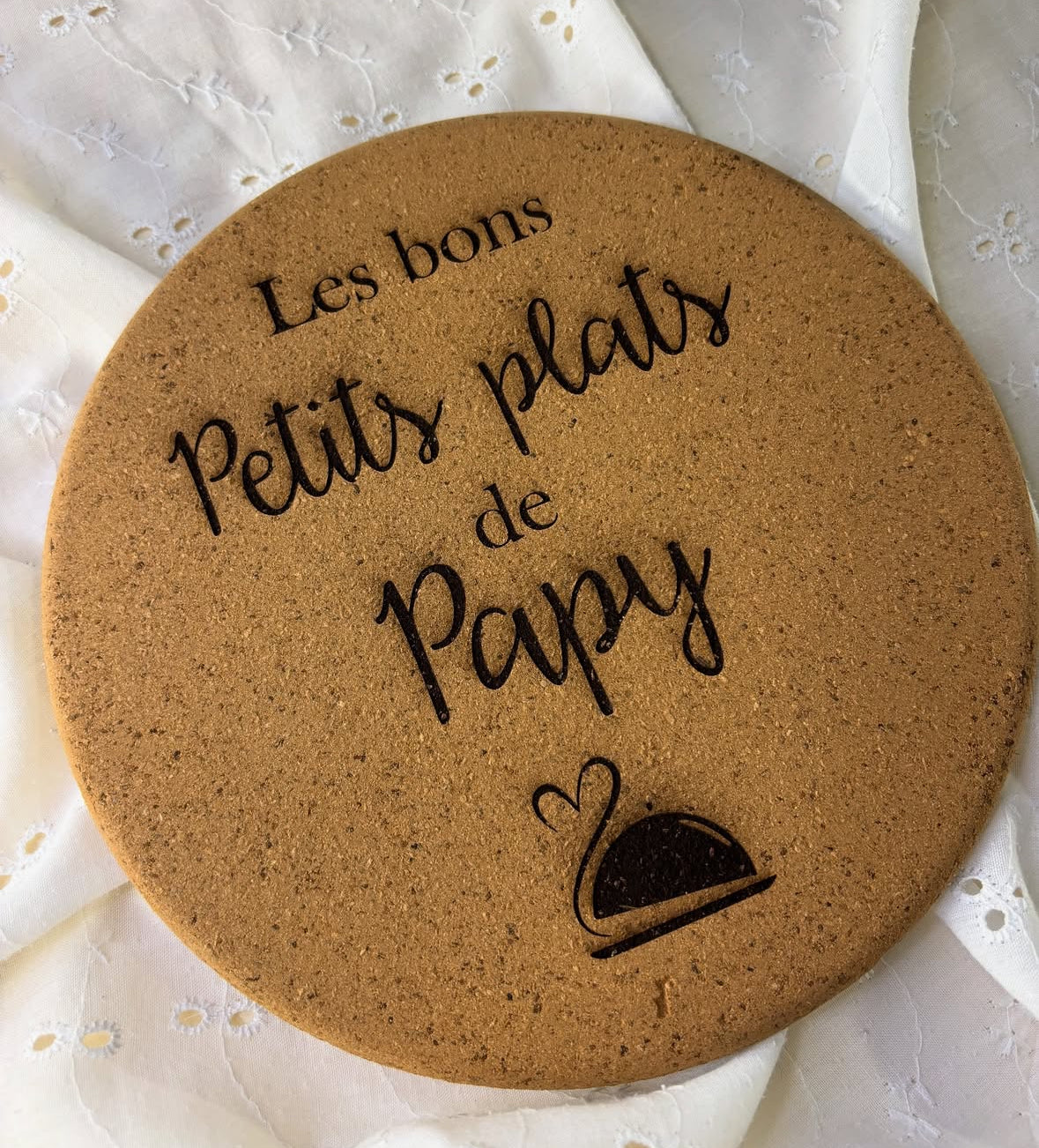 Dessous de plat en liège "Les bons petits plats de Papy"