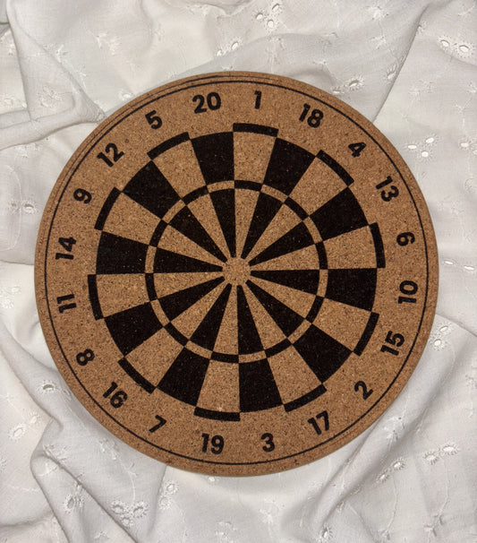 Dessous de plat en liège cible de fléchettes