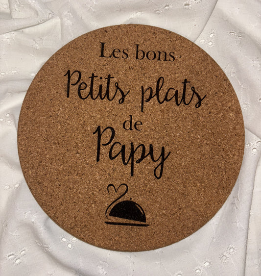 Dessous de plat en liège "Les bons petits plats de Papy"