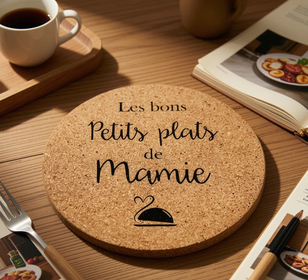 Dessous de plat en liège "Les bons petits plats de Mamie"
