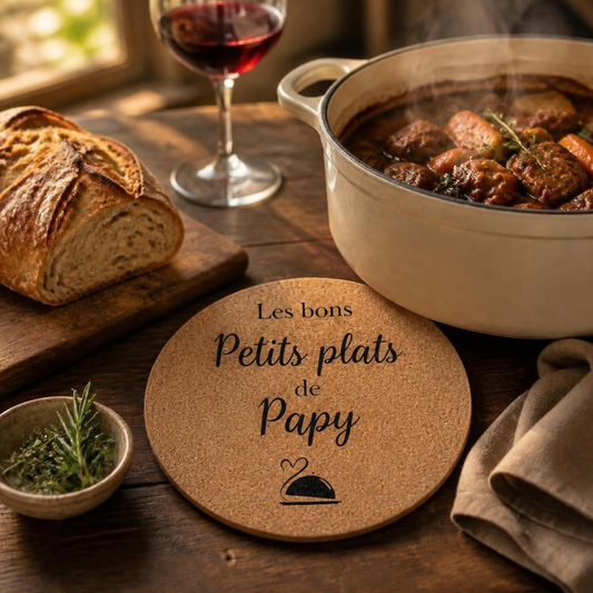 Dessous de plat en liège "Les bons petits plats de Papy"